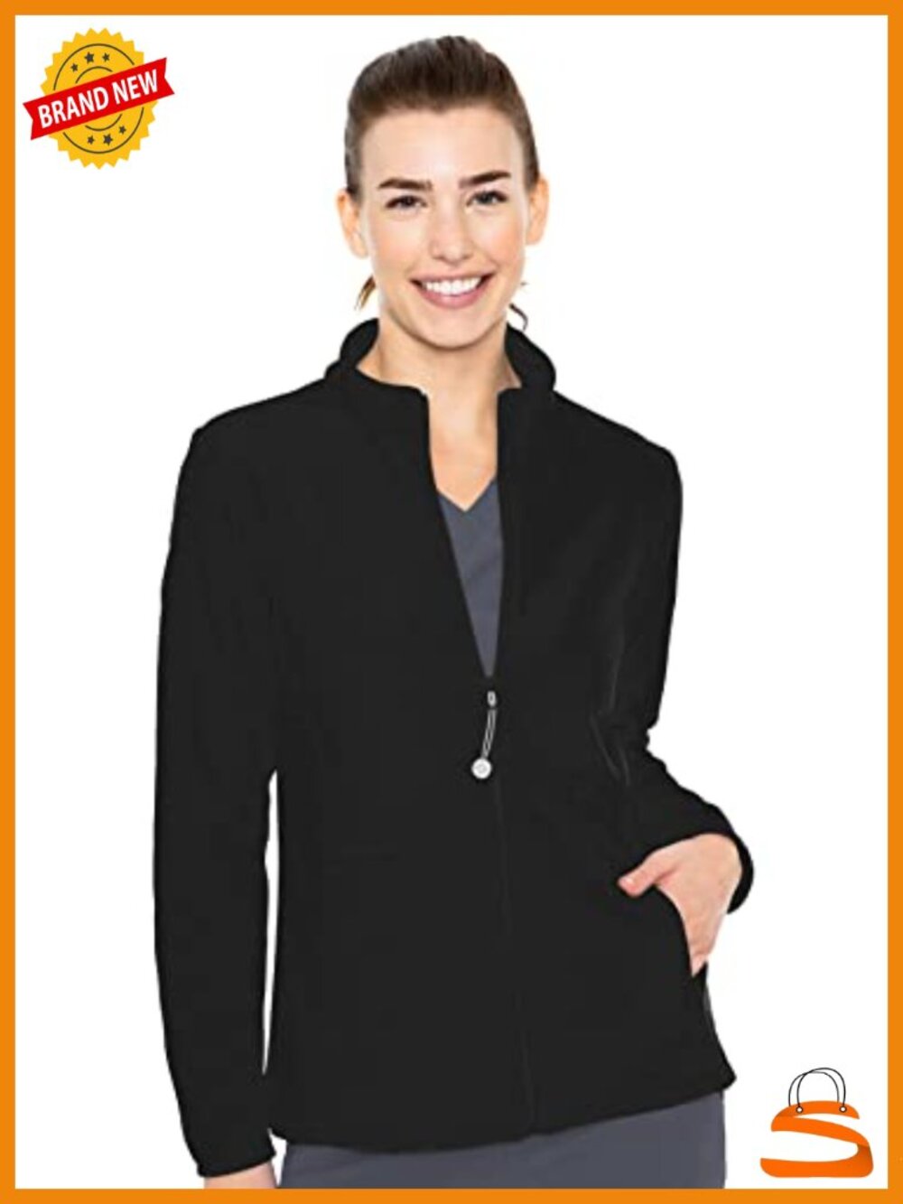 Med Couture Layers Performance Fleece Scrub Jacket for Women - Slim Fit Medical